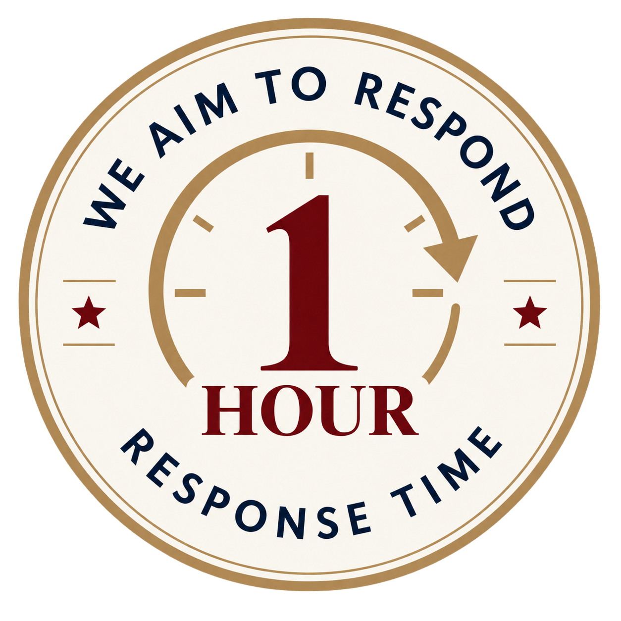 We aim to respond within 1 hour